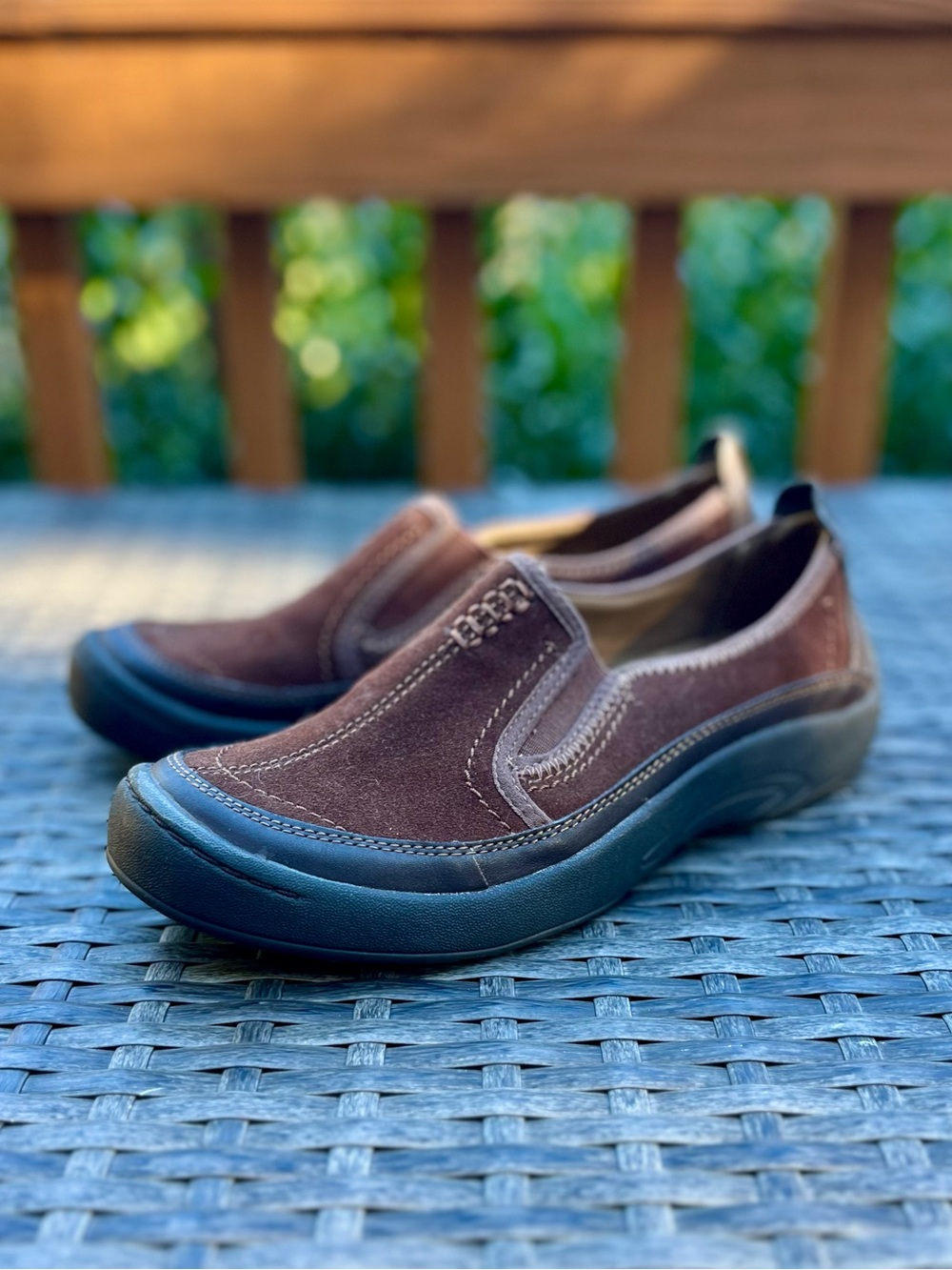 BASS Mae Slip-On Casual Suede Comfort Shoes in Brown with Black Soles